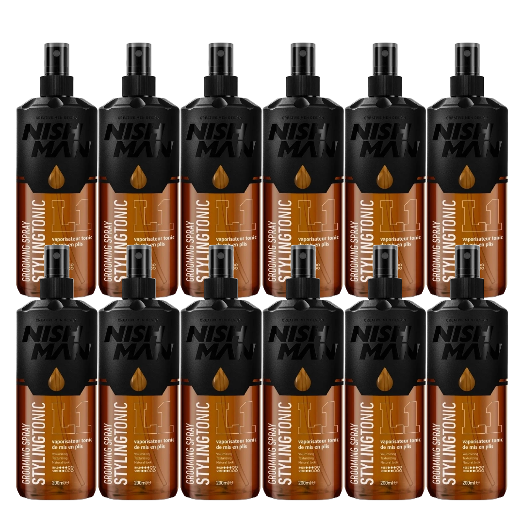 Nish Man Grooming Spray Styling Tonic 200ml - 12 PCS