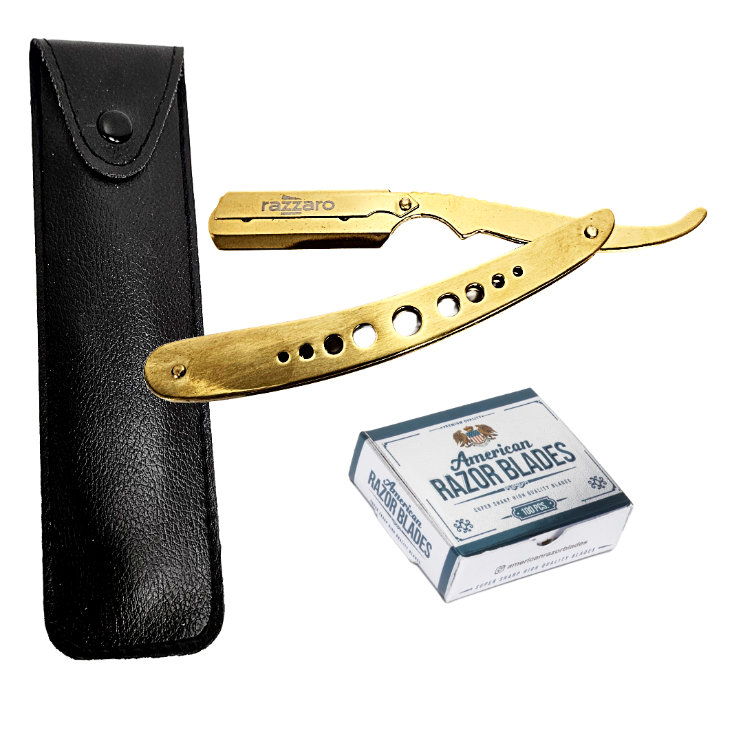 Razzaro Rasierer + 100  American Razor Blades Gold