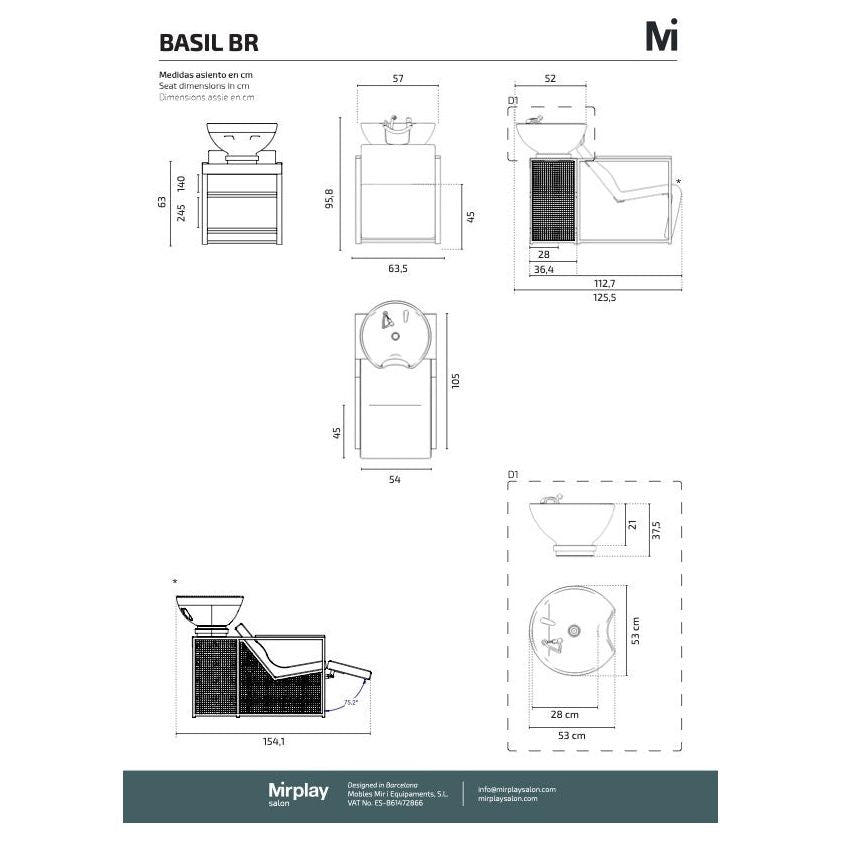 Mirplay Washing Unit Basil with White Washbasin