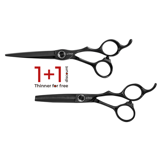 e-kwip Kuro 55 Set (Hairdressing scissors 5,5" + Thinning scissors 5,5")