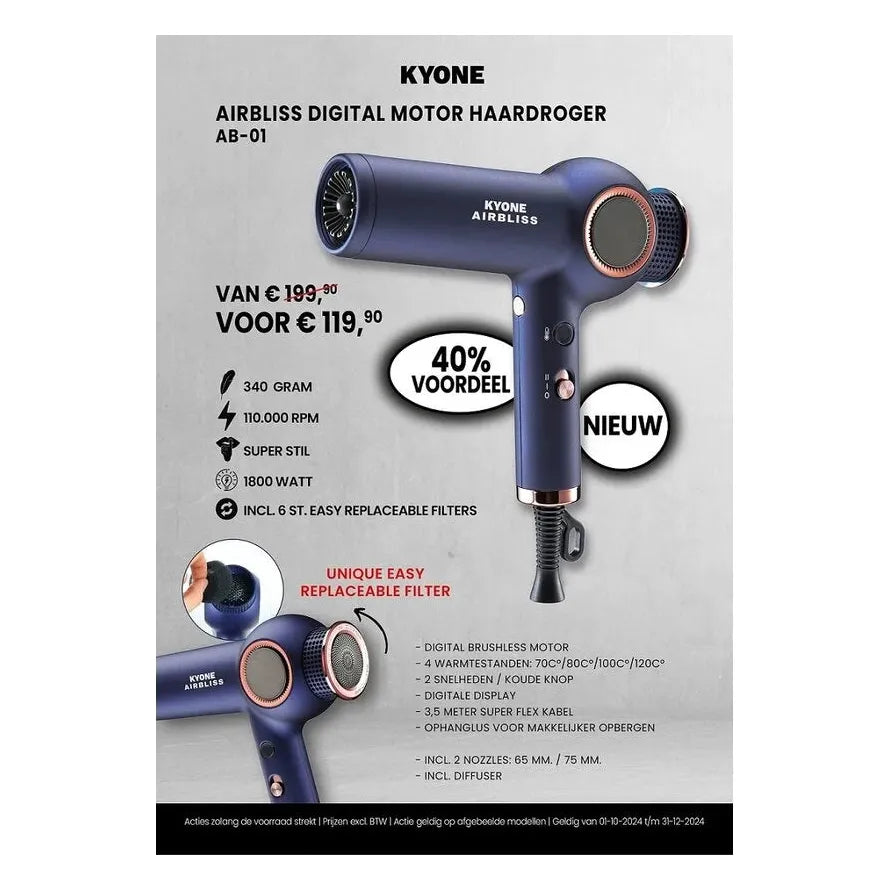 Kyone Airbliss Haartrockner Blau