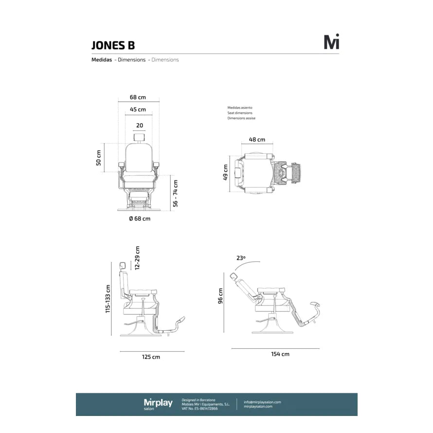 Mirplay kappersstoel Kirk zwart / chroom B